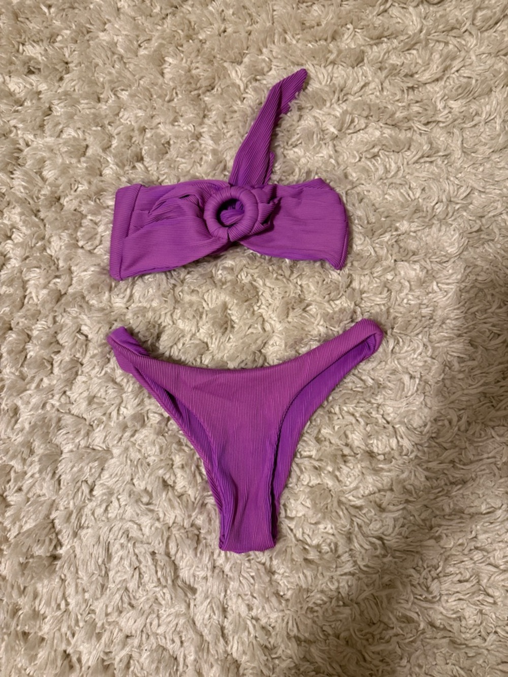 Kulani Kinis Purple Ribbed Ring Bikini Set